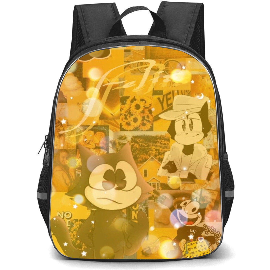 Felix the Cat Backpack StudentPack - Felix The Cat Yellow Cartoon Scenes Collage