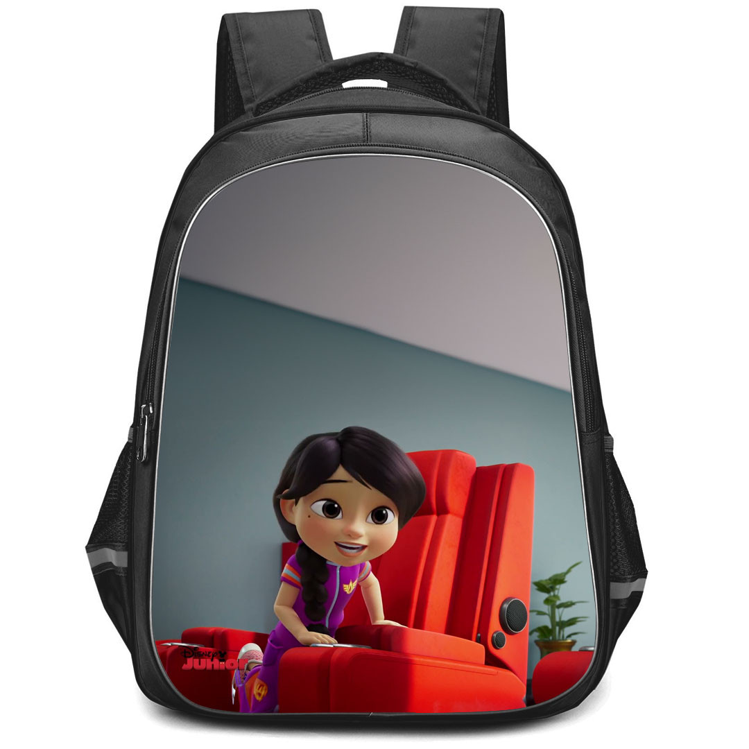 FireBuds Violet Backpack StudentPack - Violet Sitting On A Sofa