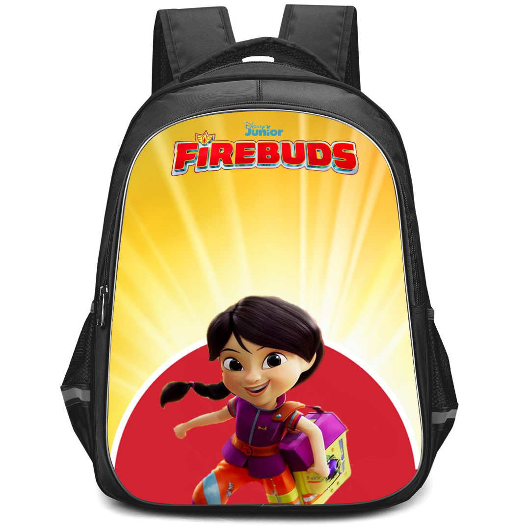 FireBuds Violet Backpack StudentPack - Violet Standing On Red Background