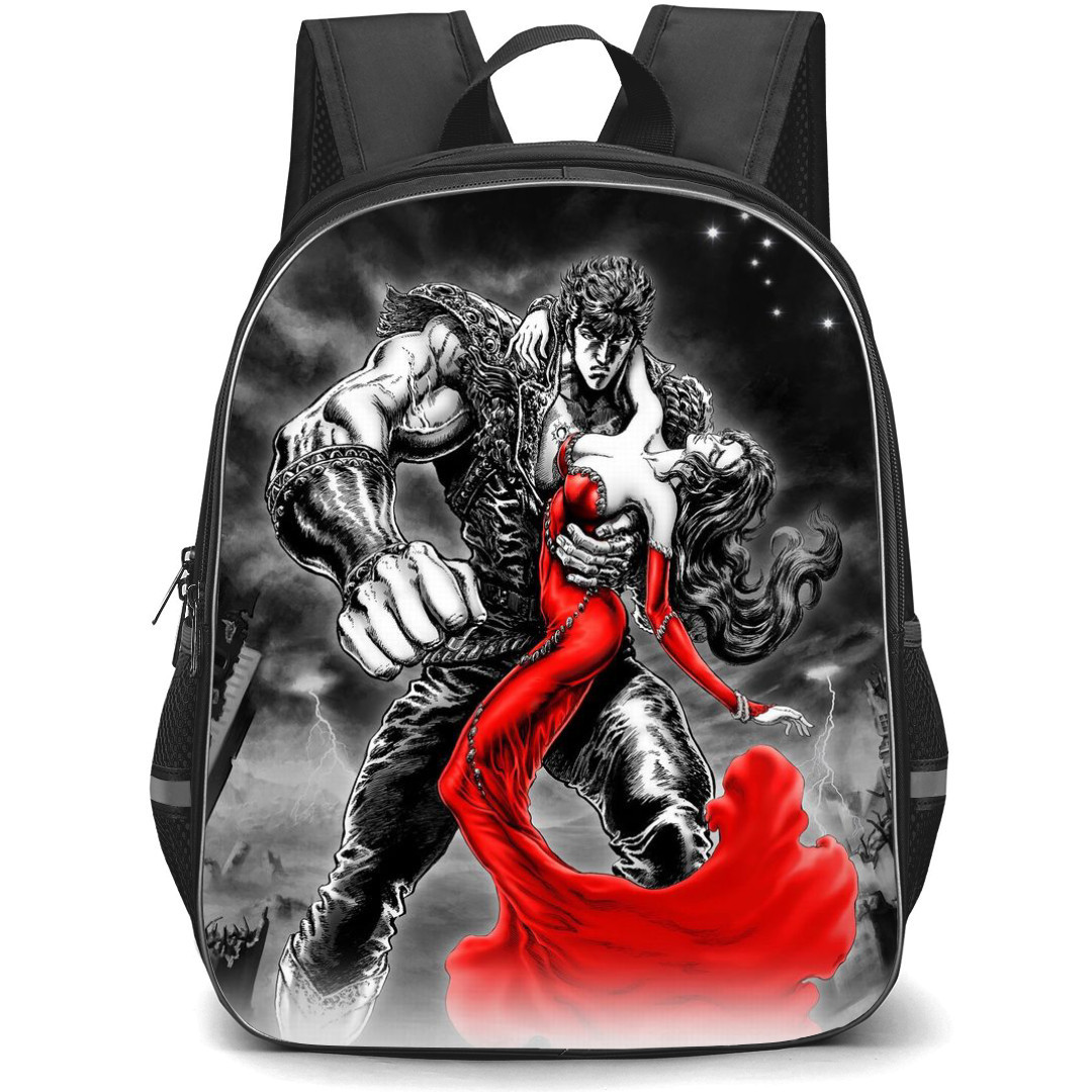 Fist Of The North Star Backpack School Bag StudentPack - Kenshiro And Yuria In Gray Fierce Portrait