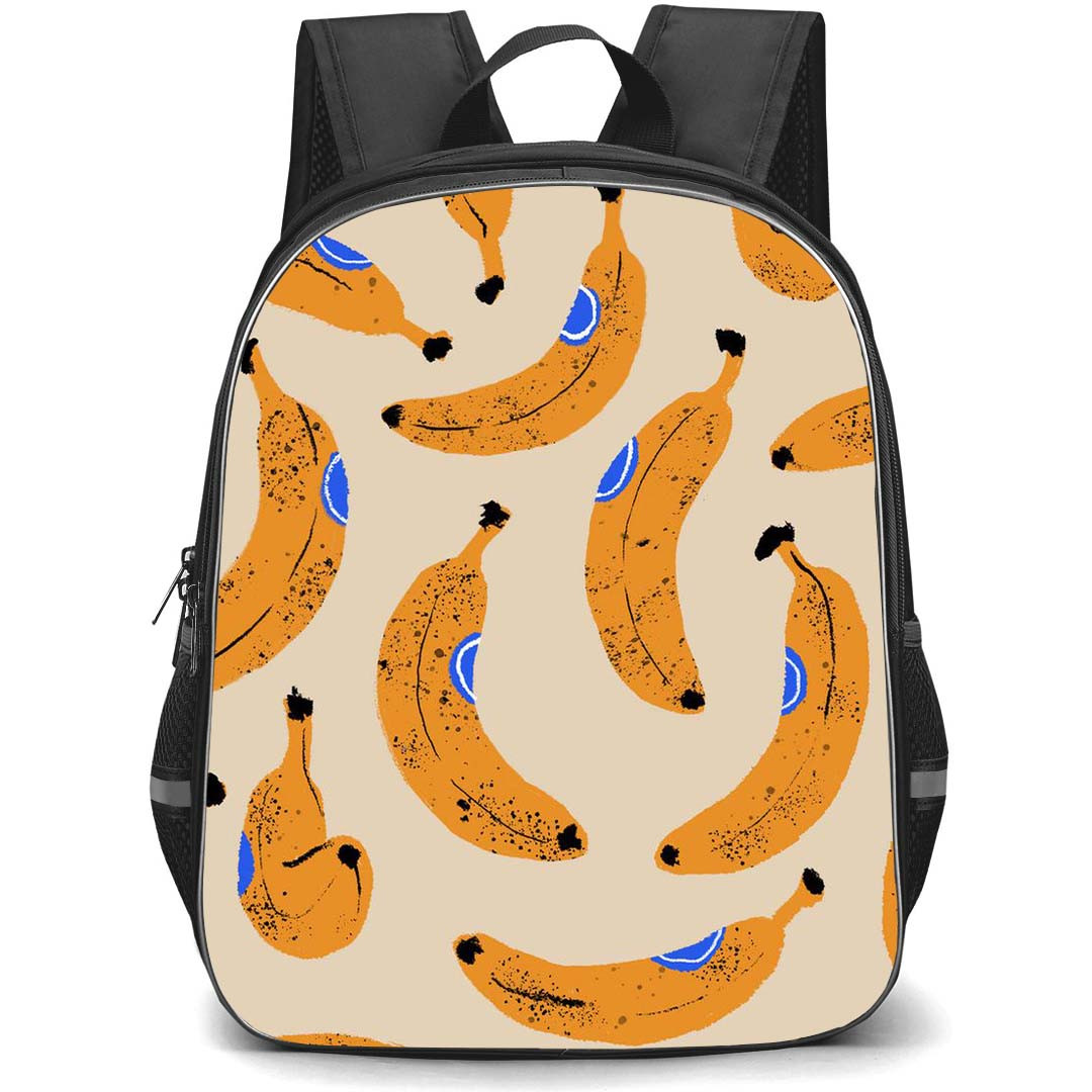 Food Pattern School Backpack StudentPack - Banana Illustration Pattern Art On Beige Background