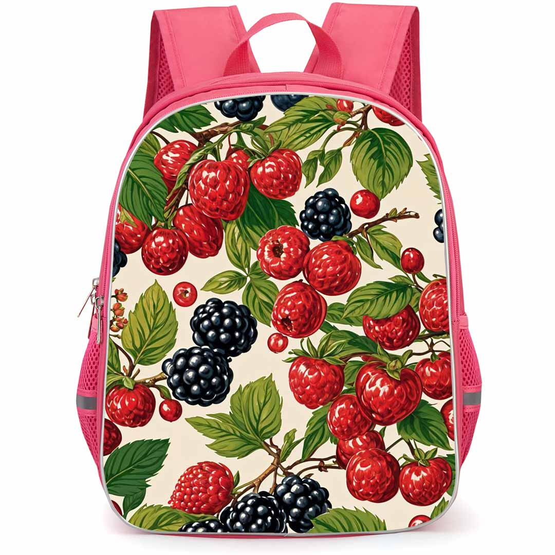 Food Pattern School Backpack StudentPack - Berry Painting With Yellow Background