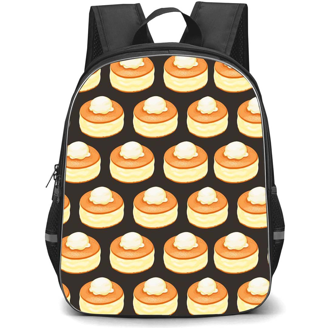 Food Pattern School Backpack StudentPack - Cute Cake Pattern Art On Black Background