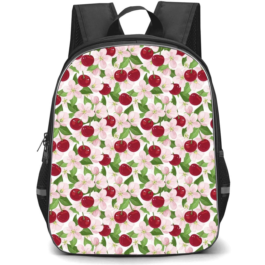 Food Pattern School Backpack StudentPack - Cherry And Flowers Pattern Art Poster