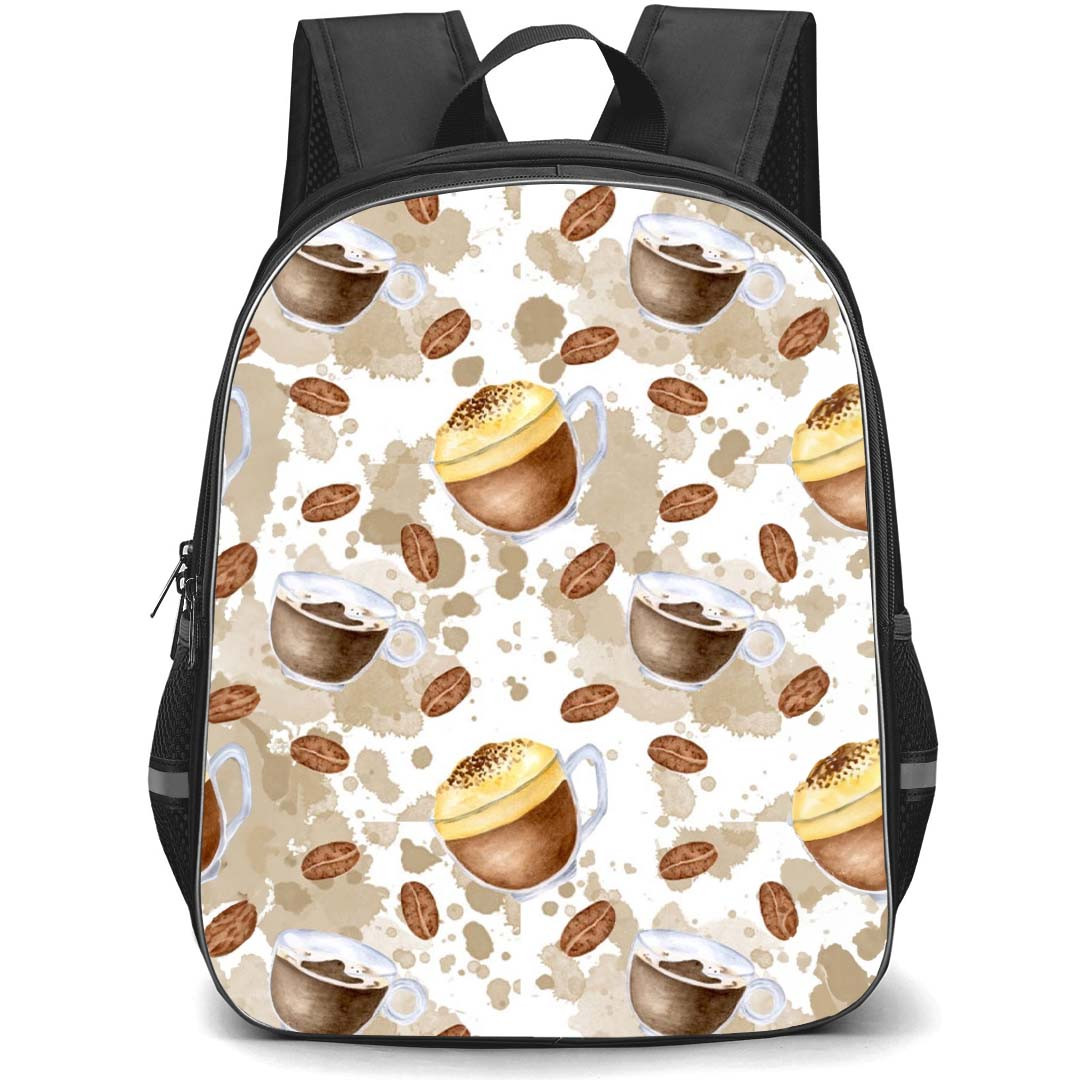 Food Pattern School Backpack StudentPack - Coffee And Beans Pattern Art Poster