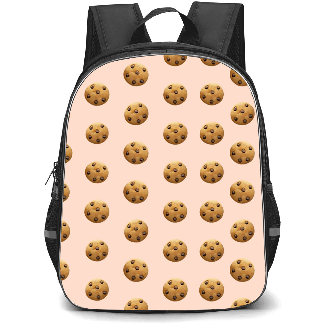 Food Pattern School Backpack StudentPack - Cookies Pattern Art On Pink Background