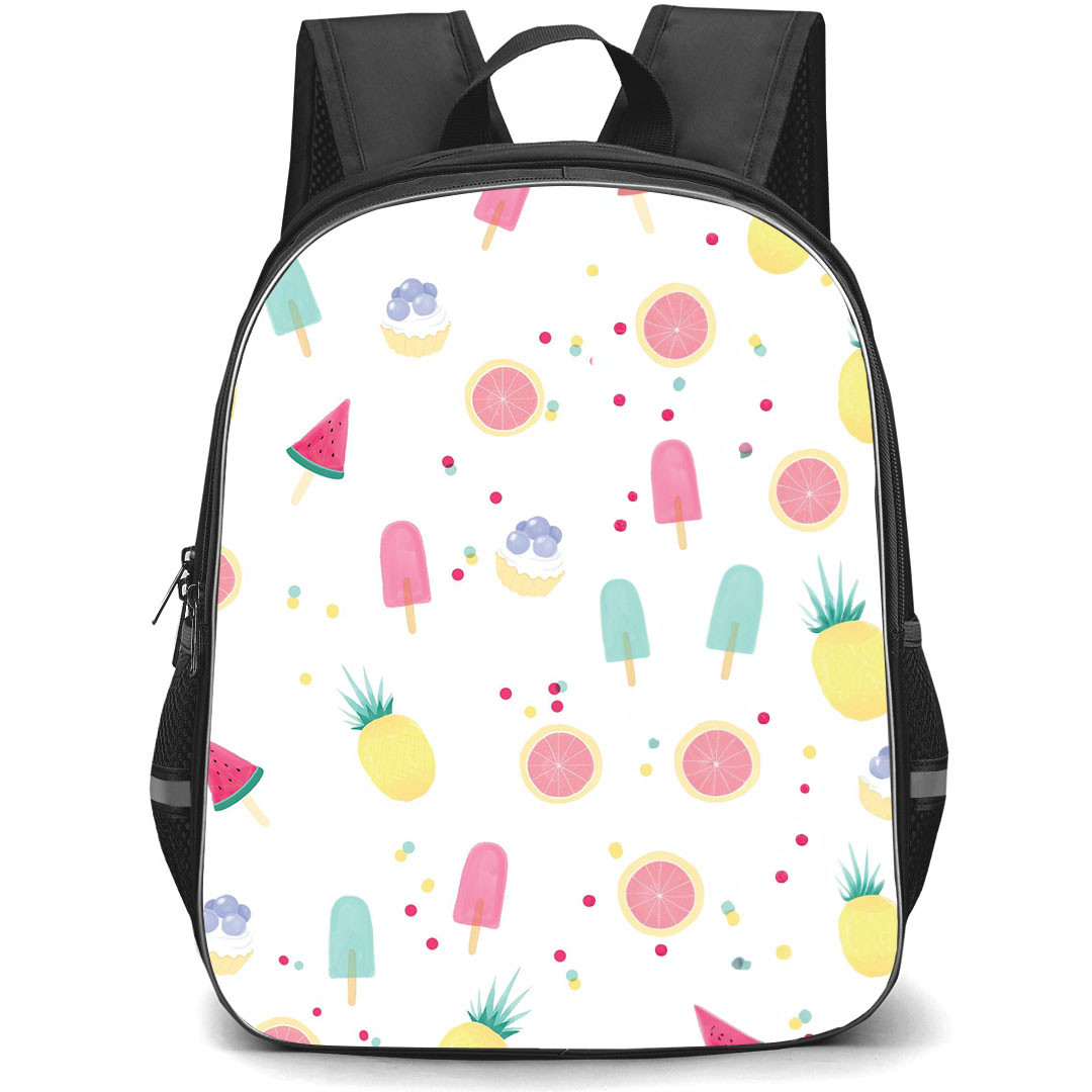 Food Pattern School Backpack StudentPack - Cute Summer Fruits And Ice Cream Pattern Art Poster