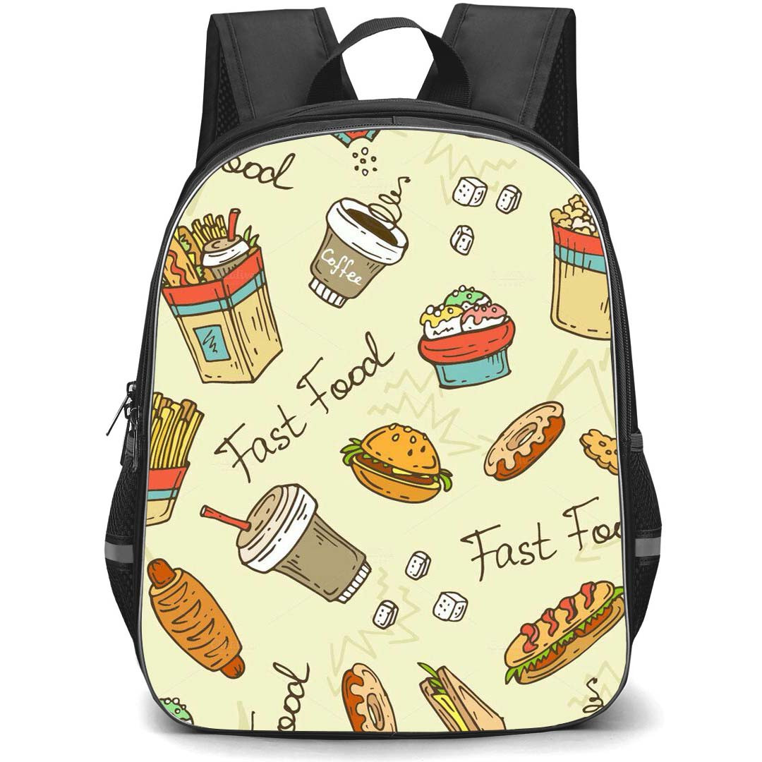 Food Pattern School Backpack StudentPack - Fast Food Retro Pattern Art Poster