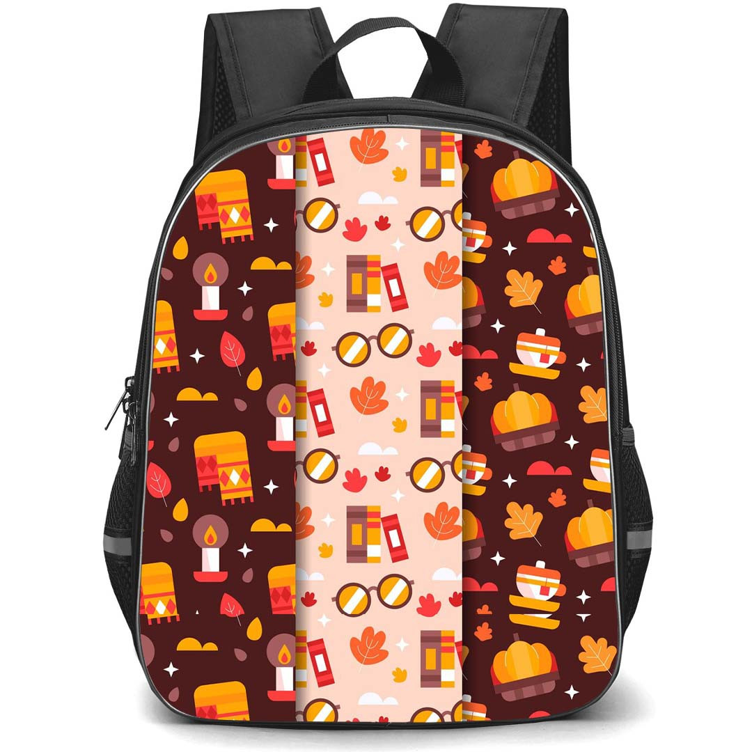 Food Pattern School Backpack StudentPack - Flat Autumn Patterns Art Poster