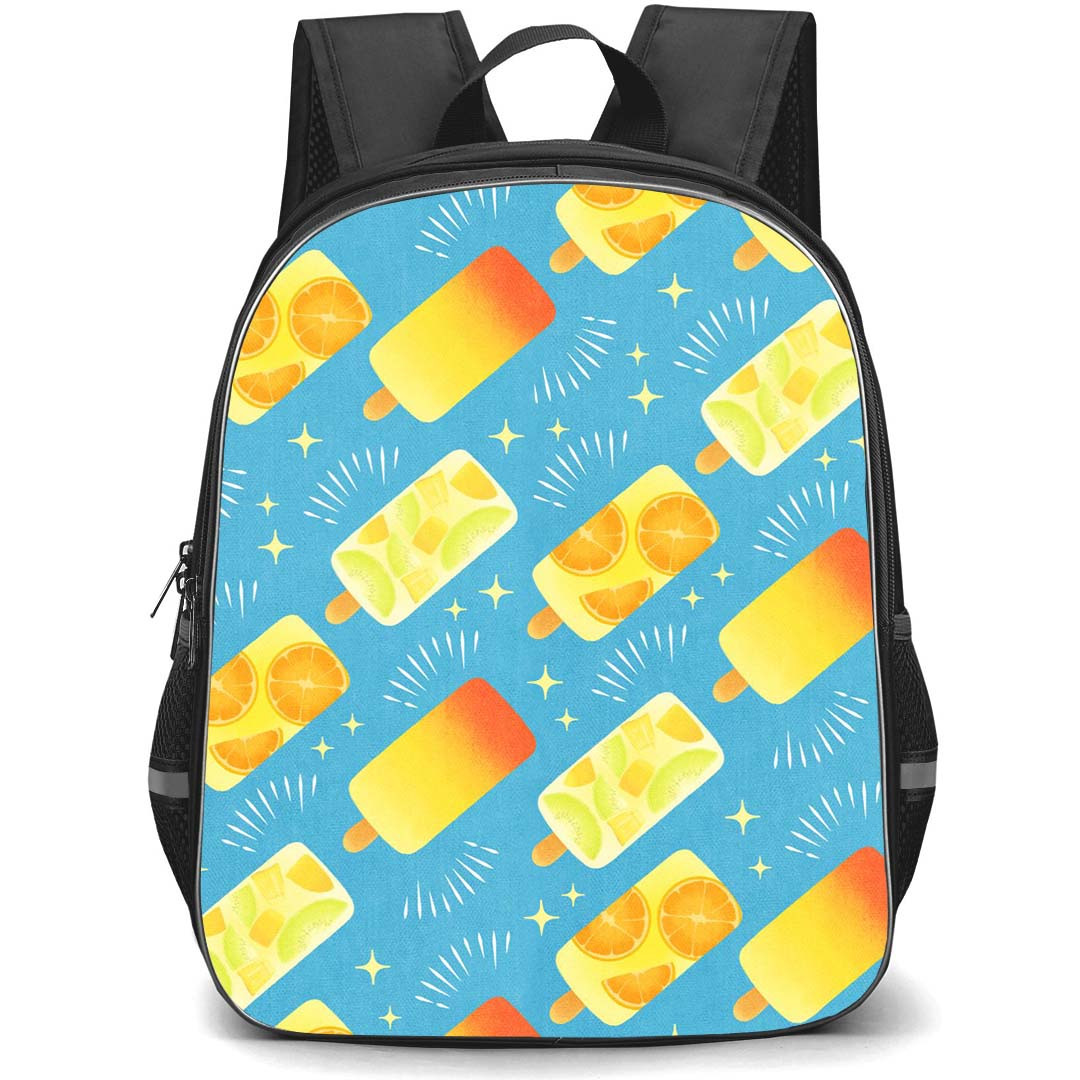 Food Pattern School Backpack StudentPack - Tropical Ice Cream Pattern Art On Cyan Background