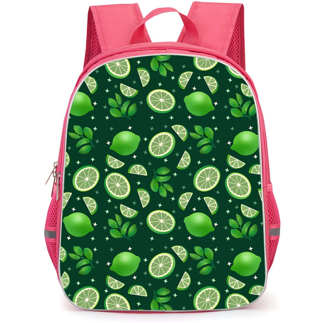 Food Pattern School Backpack StudentPack - Lime With Green Leaves Pattern Art Poster