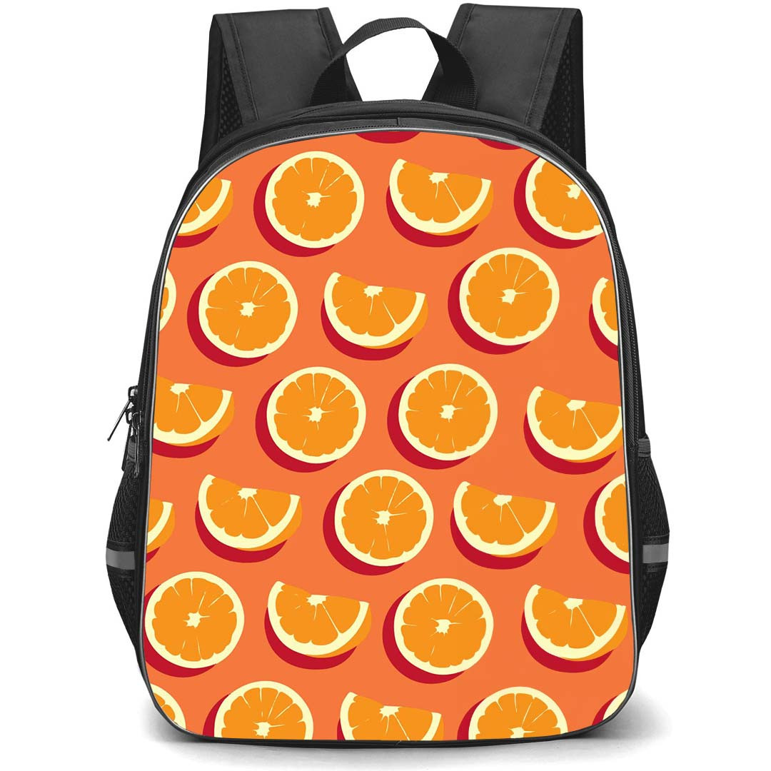 Food Pattern School Backpack StudentPack - Orange Sliced Pattern Art on Yellow Background