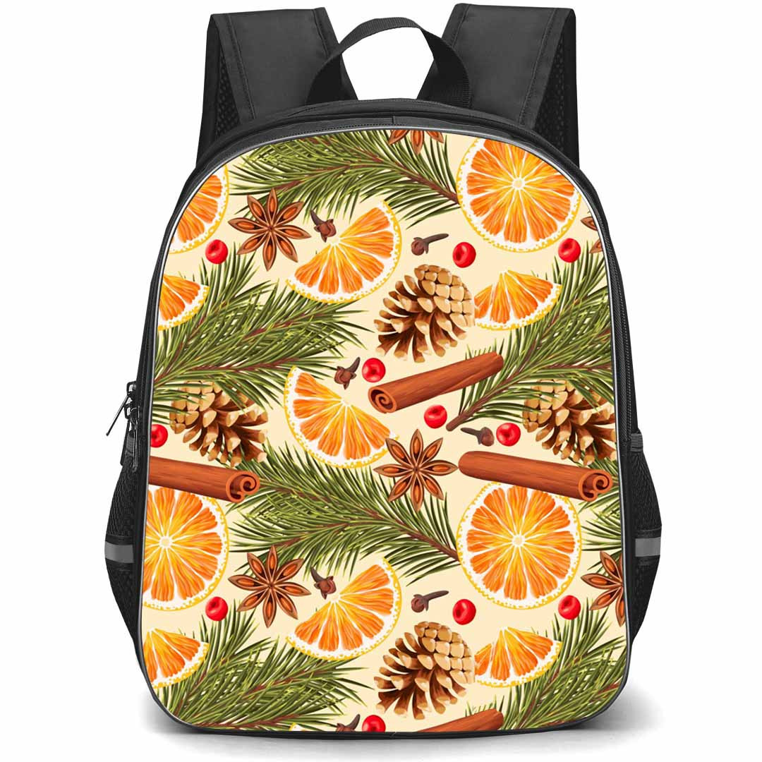 Food Pattern School Backpack StudentPack - Orange Spice Pattern Art On Beige Background