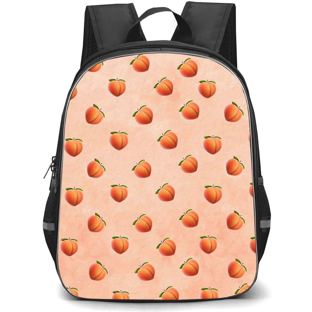 Food Pattern School Backpack StudentPack - Peach Pattern Art On Pink Background