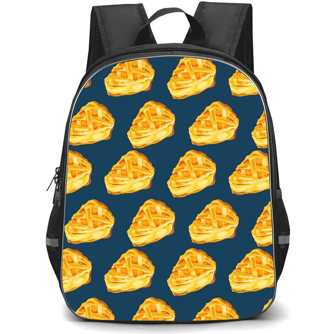 Food Pattern School Backpack StudentPack - Sliced Pie Pattern Art On Dark Background