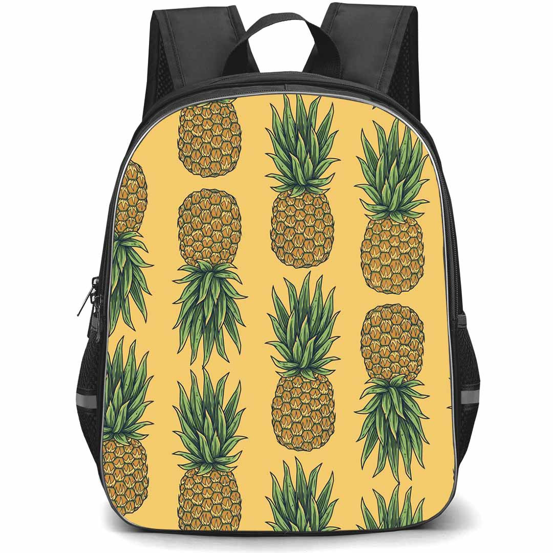 Food Pattern School Backpack StudentPack - Pinapple Pattern Art On Yellow Background