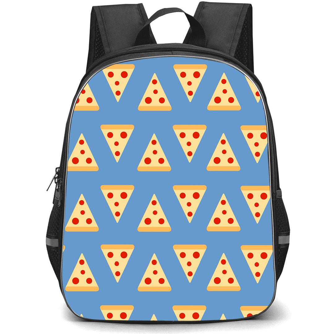 Food Pattern School Backpack StudentPack - Sliced Pizza Vector Pattern Art On Blue Background