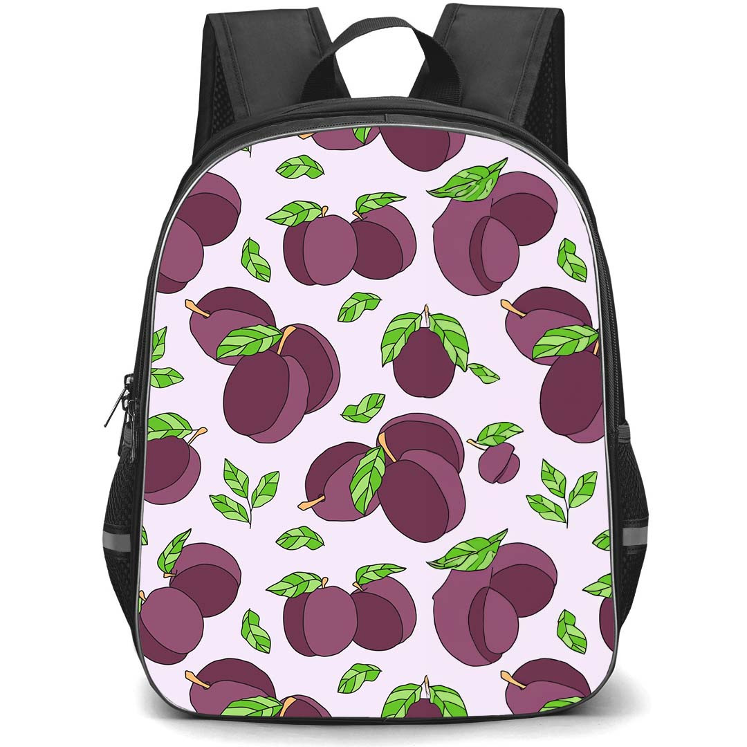 Food Pattern School Backpack StudentPack - Plum Fruits Illustration Pattern Art Poster
