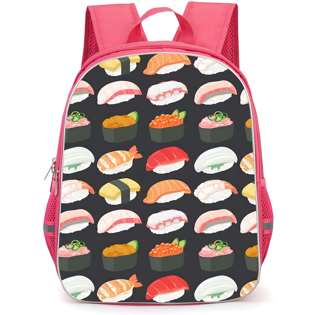Food Pattern School Backpack StudentPack - Sushi Pattern Art On Dark Background