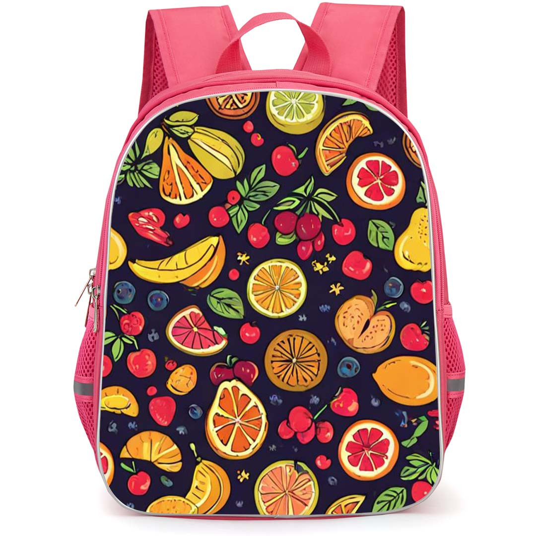 Food Pattern School Backpack StudentPack - Variety Colorful Fruits Illustration Art Poster