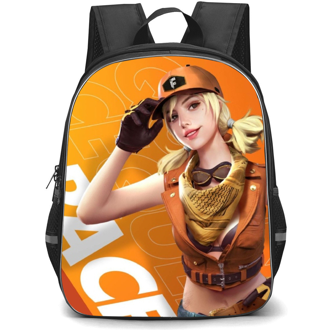 Free Fire Misha Backpack StudentPack - Misha Poster Orange Background