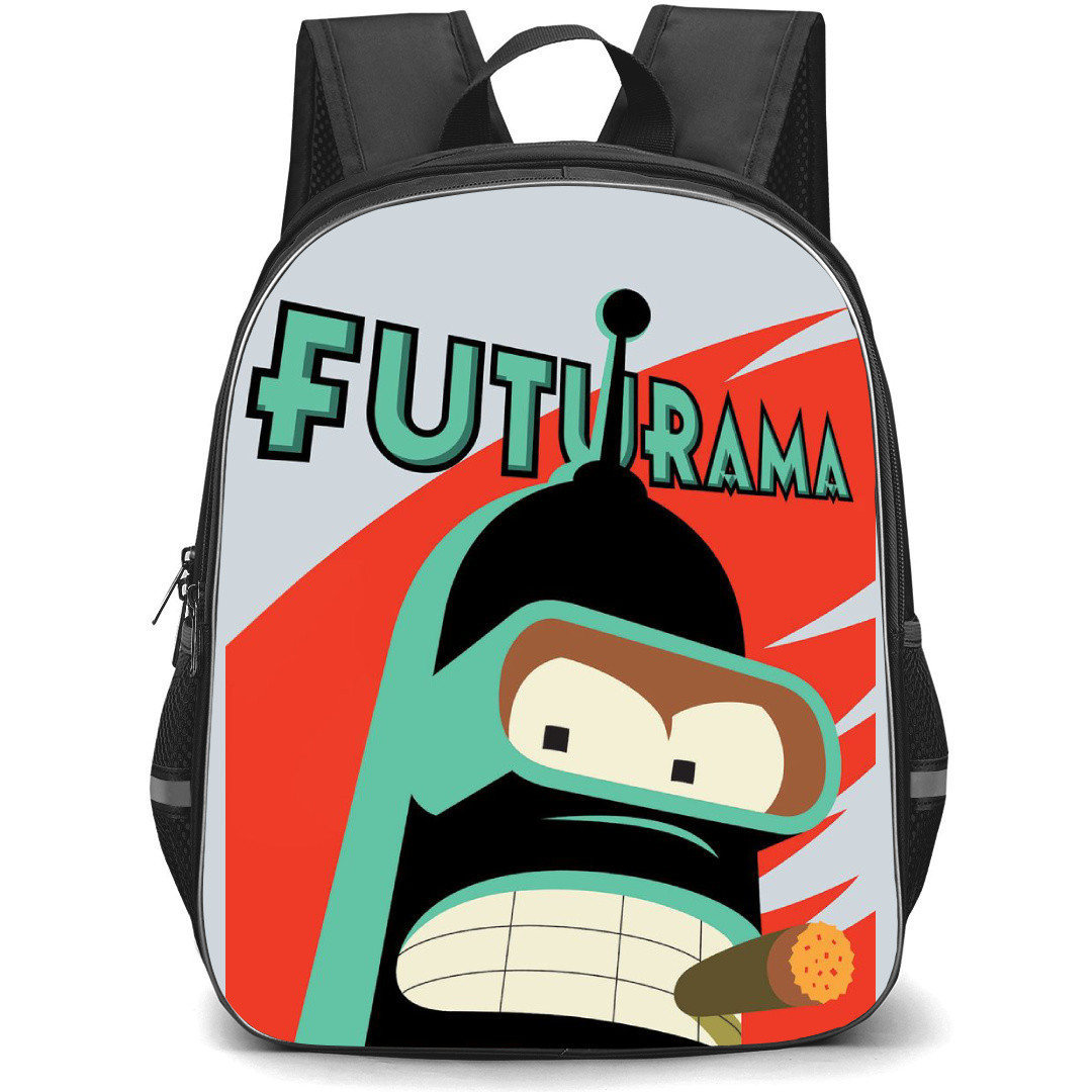 Futurama Bender Backpack StudentPack - Bender Smoking Fierce Portrait Cartoon Art