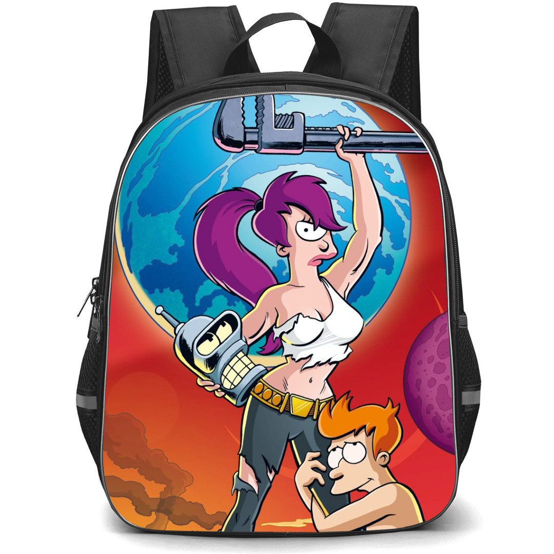 Futurama Backpack StudentPack - Characters Holding Wrench In War Poster