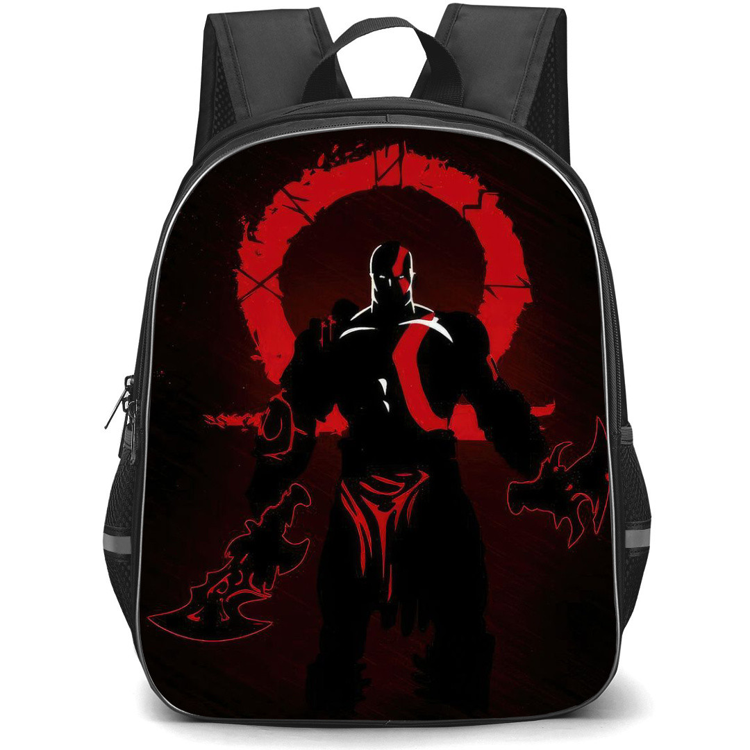 God of War Ragnarok Kratos Backpack StudentPack - Kratos Minimalist Art Black Background