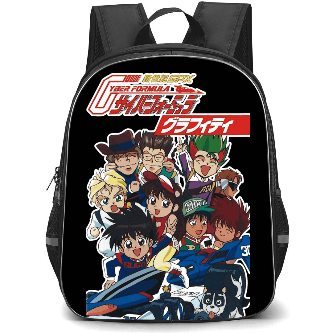 Future GPX Cyber Formula Backpack School Bag StudentPack - Future GPX Cyber Formula Characters Chibi Happy Sticker