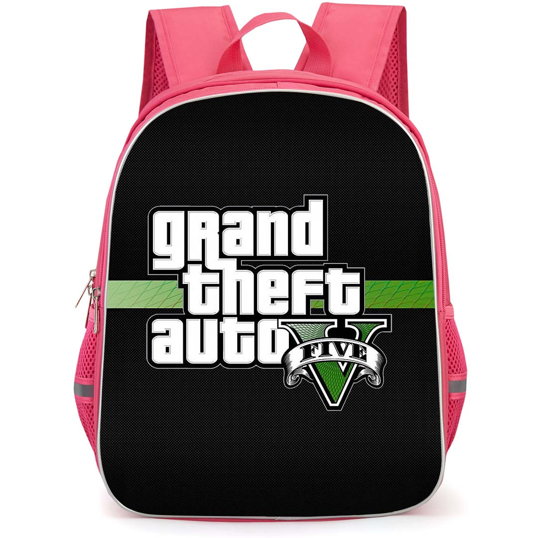 Grand Theft Auto Backpack StudentPack - Grand Theft Auto Five Logo On Black Texture Background