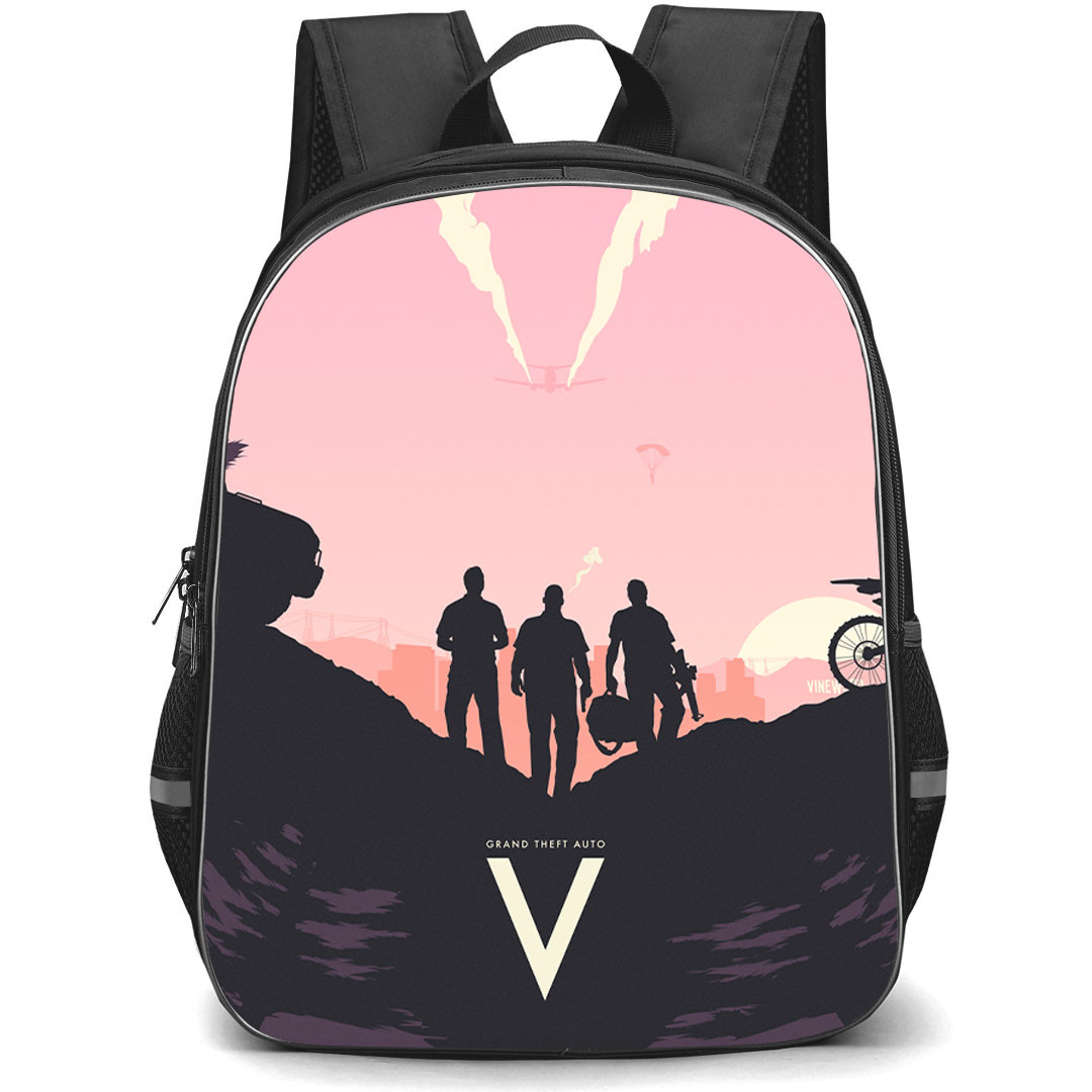 Grand Theft Auto Backpack StudentPack - Grand Theft Auto Five Minimalist Art Silhouette