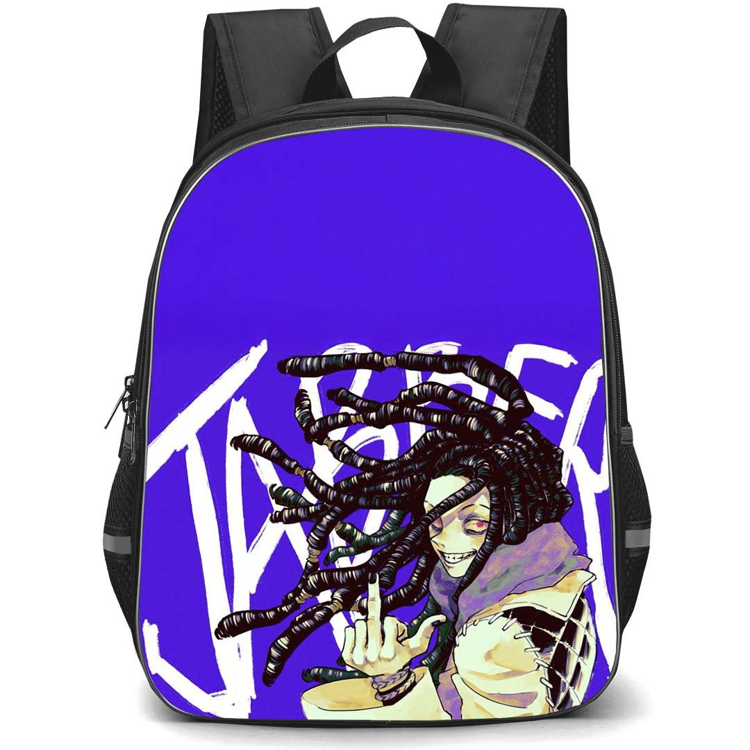 Gachiakuta Jabber Wonger Backpack StudentPack - Gachiakuta Jabber Wonger Showing Middle Finger Illustration Art Blue Background