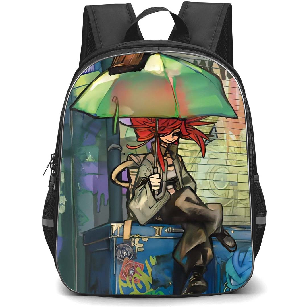 Gachiakuta Riyo Reaper Backpack StudentPack - Gachiakuta Riyo Reaper Sitting And Holding Umbrella Painting Poster