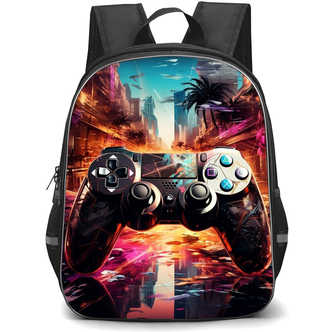 Gamer Backpack StudentPack - PlayStation5 Controller Vice City Background