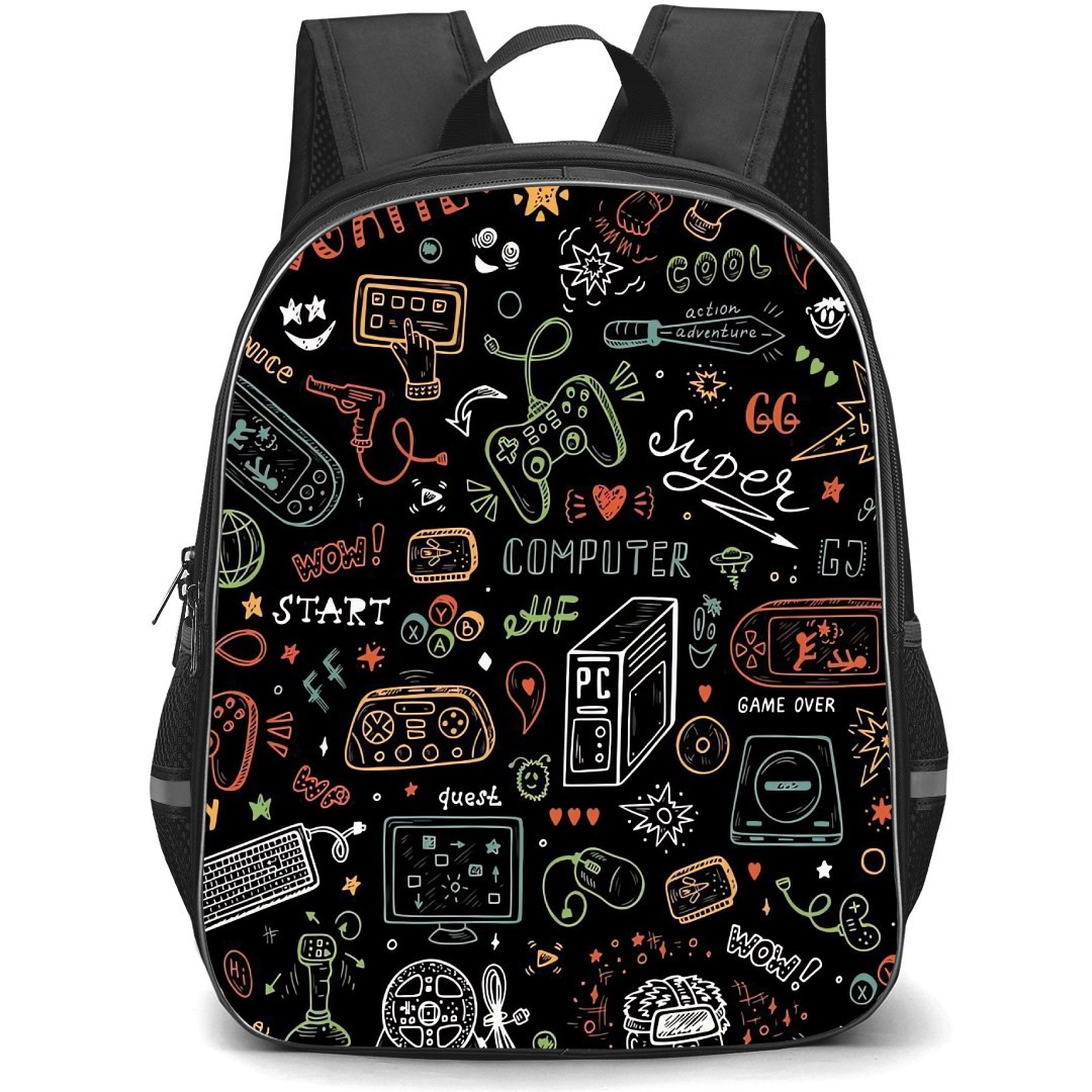 Gamer Backpack StudentPack - Pattern Line Art PC Joysticks