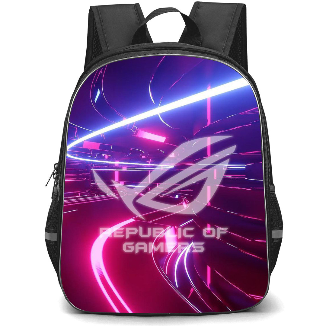Gamer Backpack StudentPack - Republic Of Gamers Logo Red Neon Background