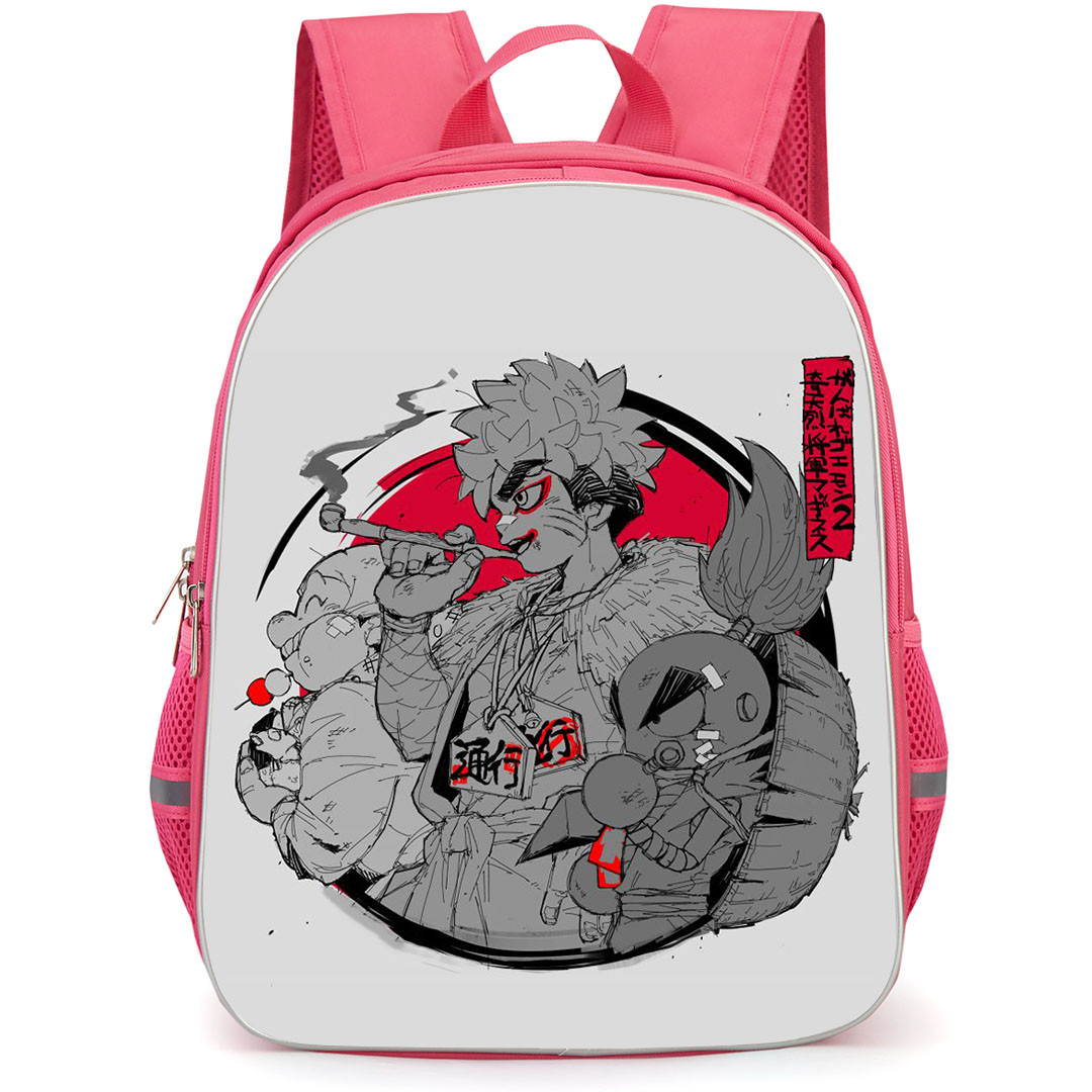 Ganbare Goemon Backpack StudentPack - Ganbare Goemon Character Grayscale Drawing Poster