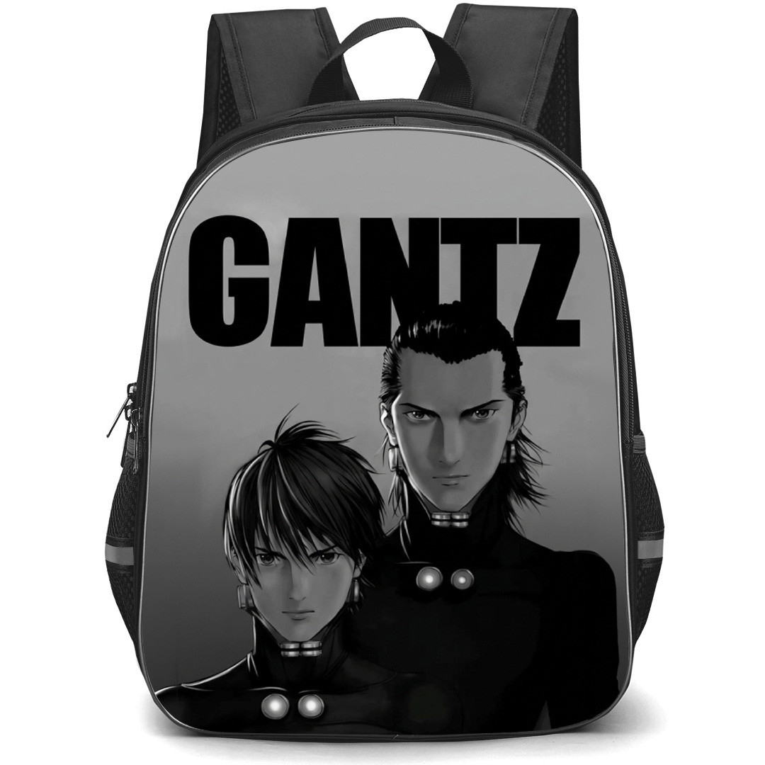 Gantz Backpack School Bag StudentPack - Gantz Kei Kurono And Masaru Kato Fierce Grayscale Portrait Poster