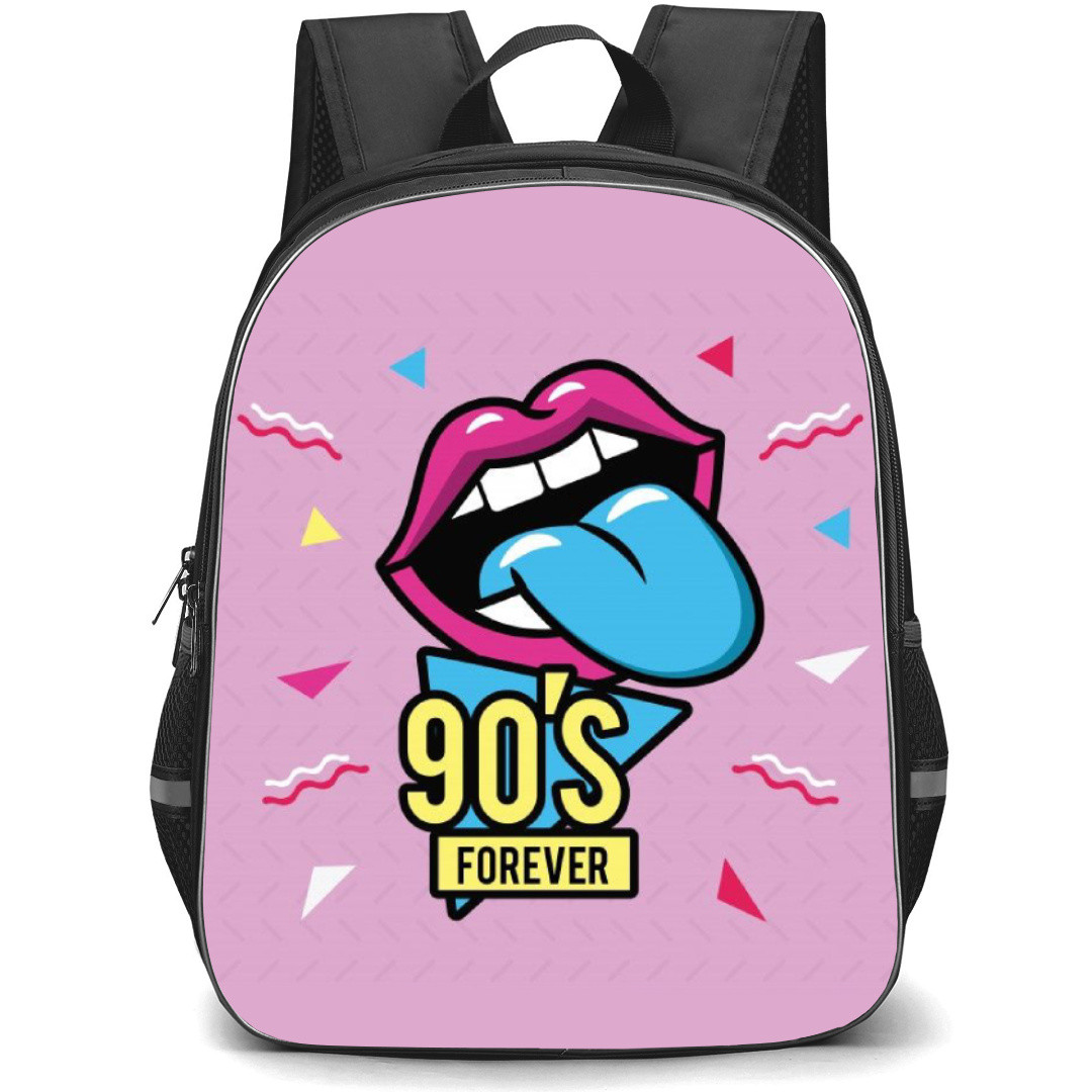 90s Backpack Student Pack - 90s Forever Tongue Out Pink Background