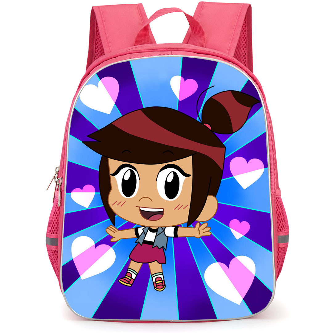 The Ghost And Molly McGee Molly Backpack StudentPack - Molly Chibi On Stripe Background