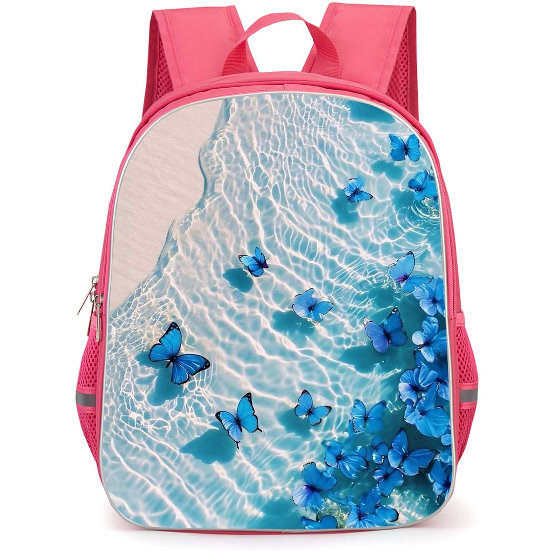 Girlish Backpack StudentPack - Girlish Blue Butterflies In The Water