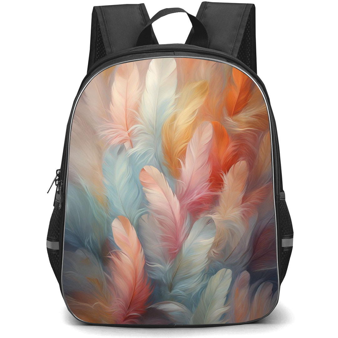 Girlish Backpack StudentPack - Girlish Blue Orange Pink Single Feathers