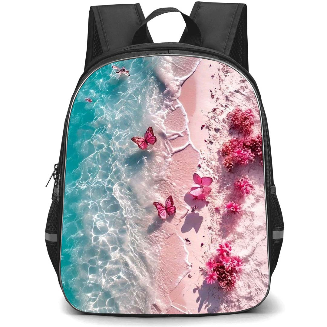 Girlish Backpack StudentPack - Girlish Butterflies By The Beach