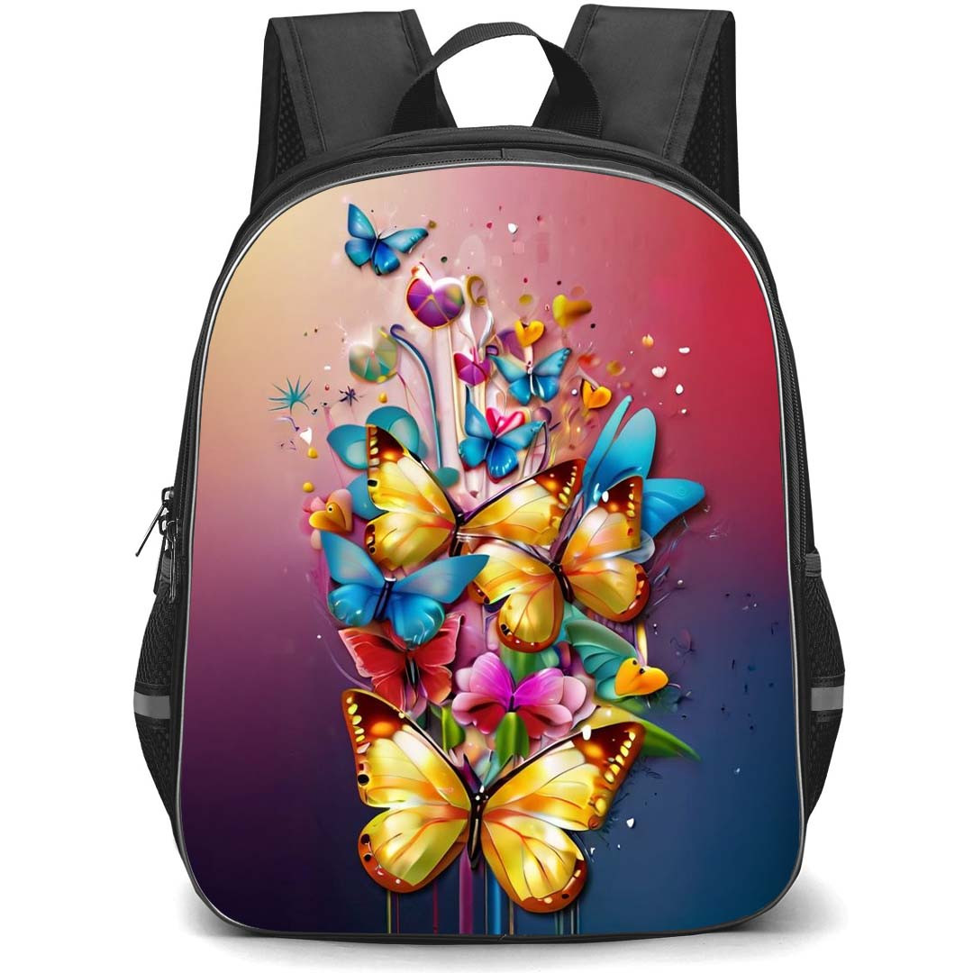Girlish Backpack StudentPack - Girlish Butterflies Dripping In Paint