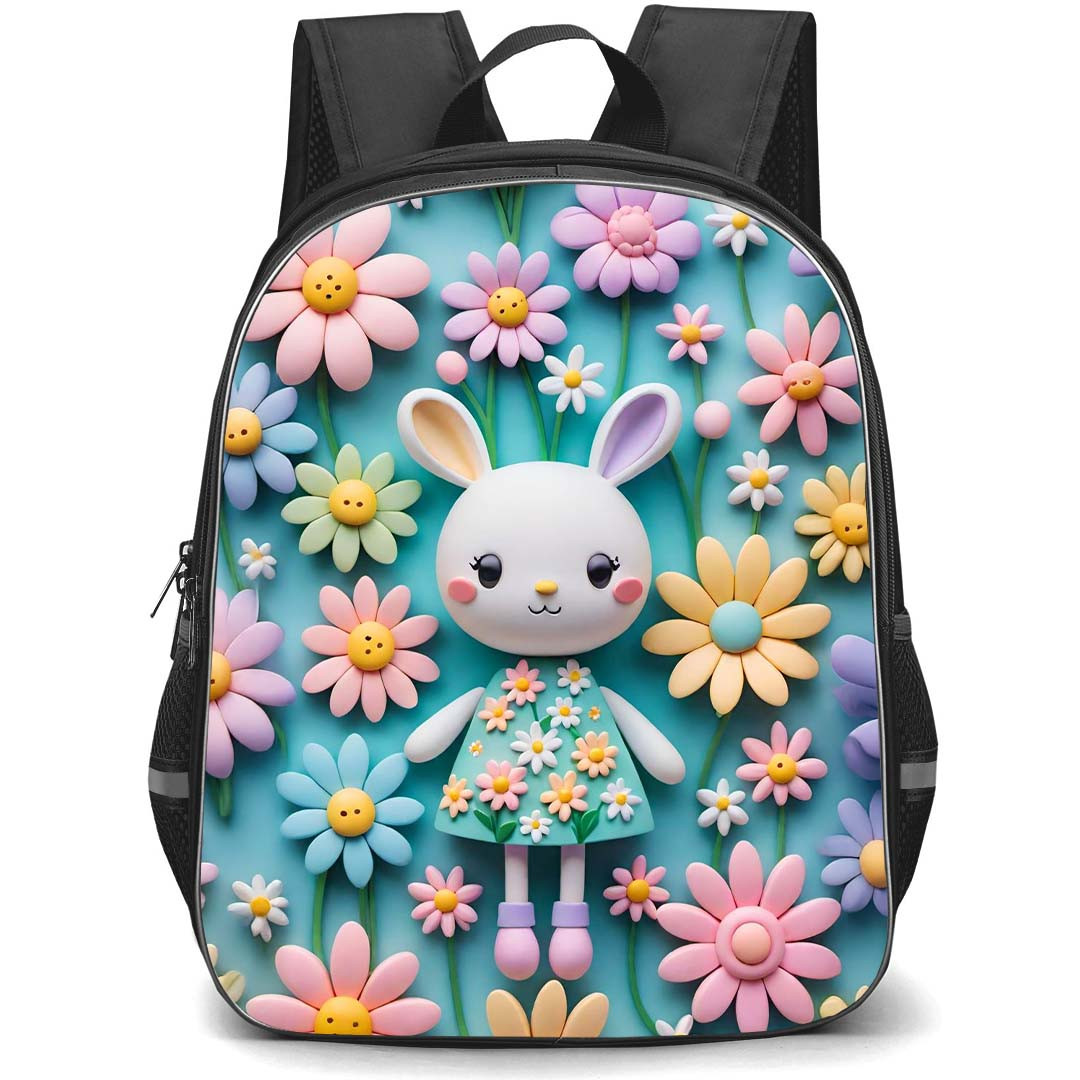Girlish Backpack StudentPack - Girlish Bunny With Sunflowers
