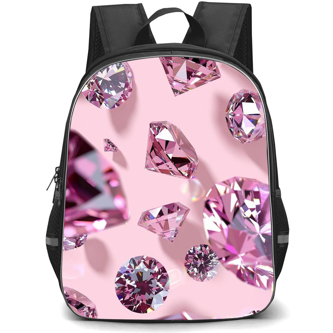 Girlish Backpack StudentPack - Girlish Diamond In Pink Background