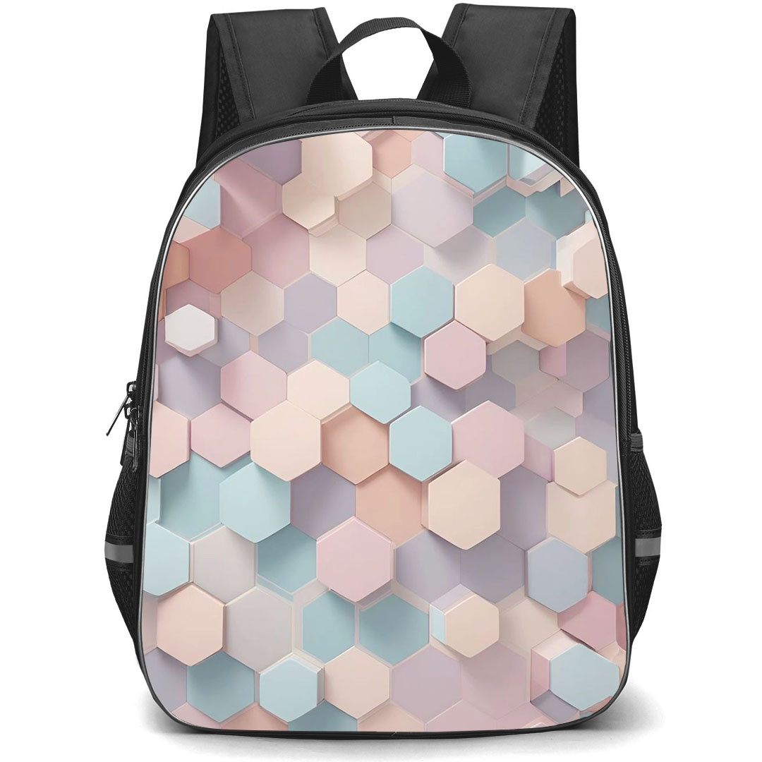 Girlish Backpack StudentPack - Girlish Hexagon Pattern Pink Hues