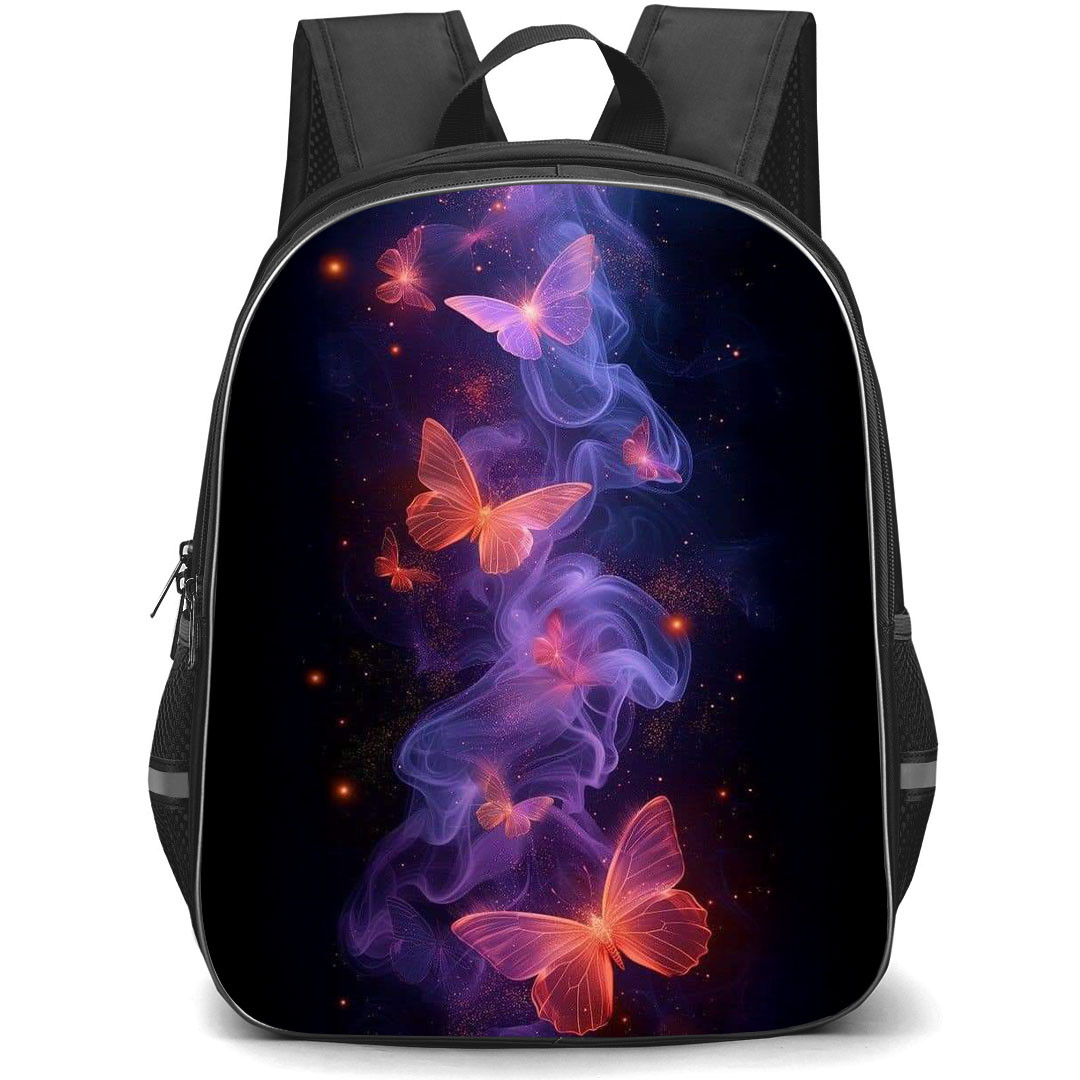 Girlish Backpack StudentPack - Girlish Orange Butterflies With Purple Smoke