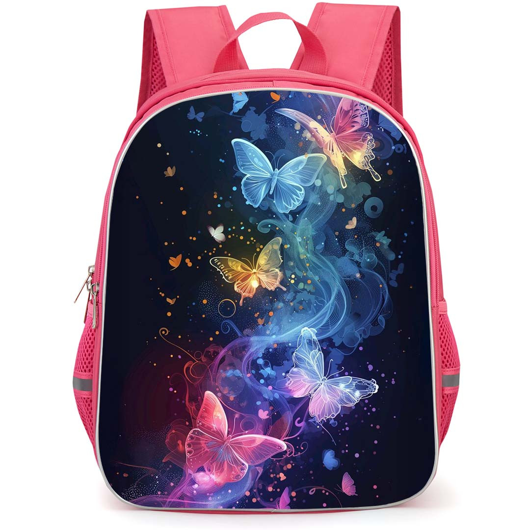 Girlish Backpack StudentPack - Girlish Pink Blue Butterflies