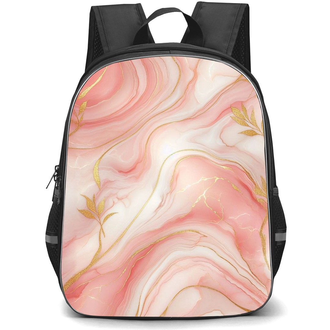 Girlish Backpack StudentPack - Girlish Pink And Gold Aesthetic Marble